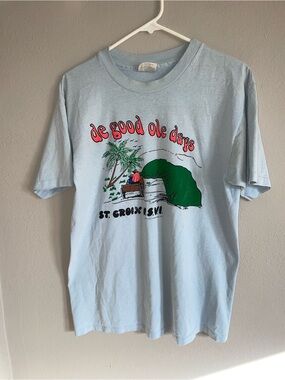 Vintage Hanes Light Blue 'De Good Ole Days' St Croix Graphic Tee